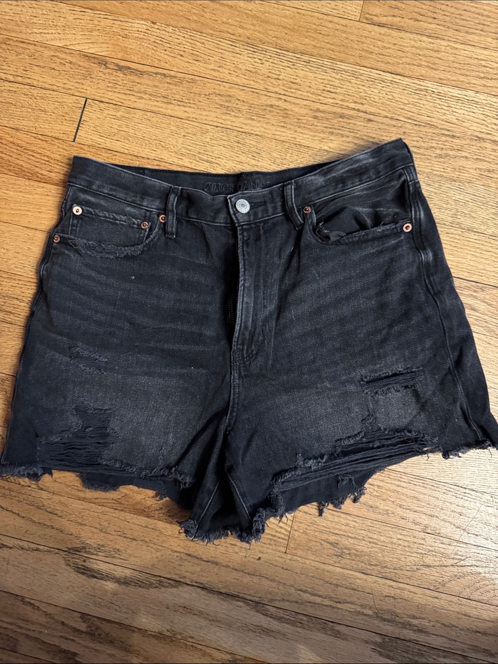 American Eagle Outfitters Black Distressed Cutoff Denim Shorts